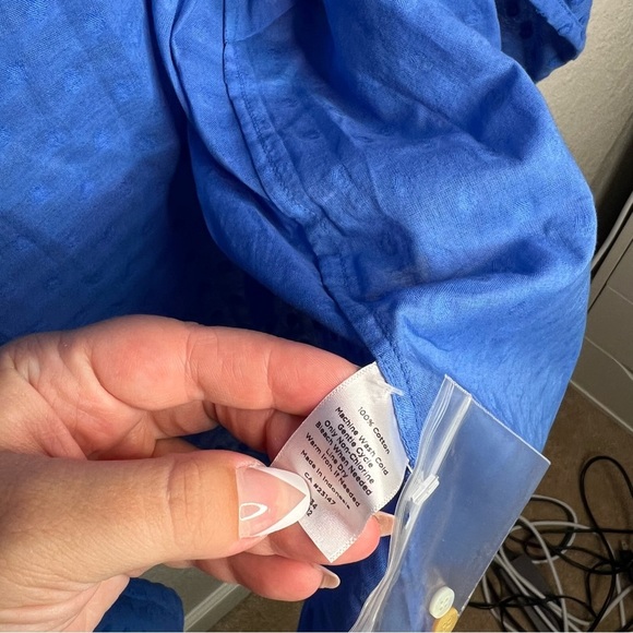 NWT Talbots Long Sleeve Blue Button Down Top - Picture 6 of 8